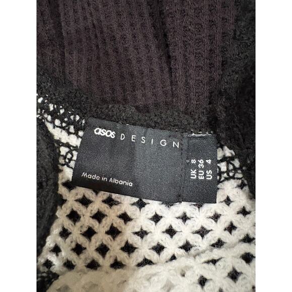 asos Black & White Crocheted Knit Hippe Boho Sundress Size 4 - Picture 4 of 8